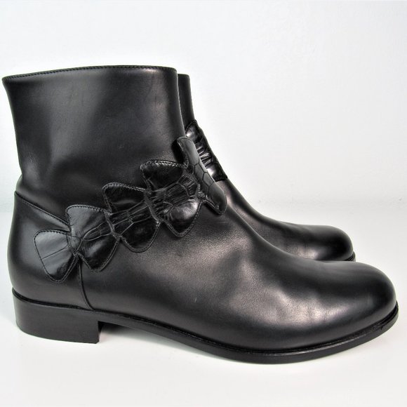 FENDI Black Leather Boots with Crocodile Strap Women's Size 8 or 39 - Picture 2 of 13